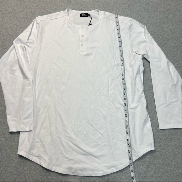Zyia Active Shirt Mens 2XL XXL White Long Sleeve Henley Cotton Blend Stretch NWT - Picture 2 of 9